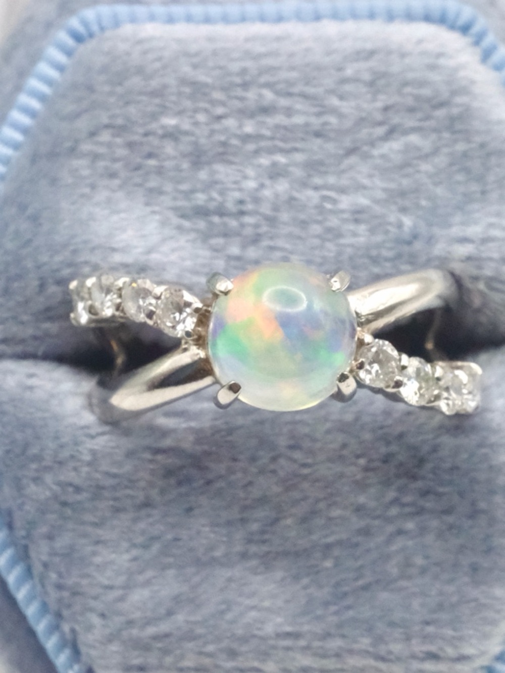 Certified Platinum Natural Mexican Fire Opal Ring | Vintage Ring